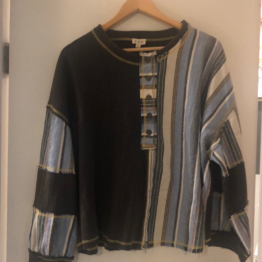 POL Thermal & Denim Oversized Top